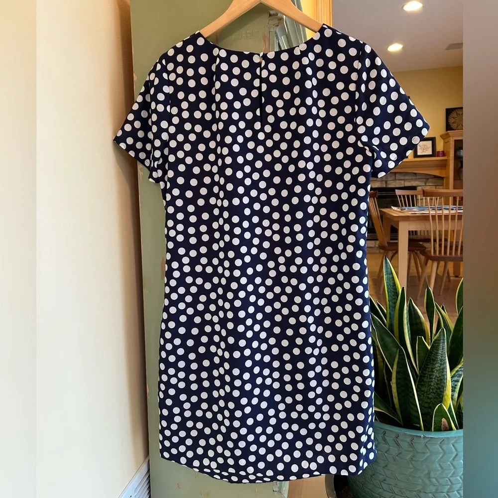 J. Crew Women’s Printed Short Sleeve Gallery Dress in Navy Small Dot Size 10